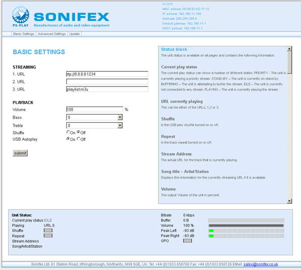 SONIFEX PS-PLAY IP to Audio Streaming Decoder (gebruikt)
